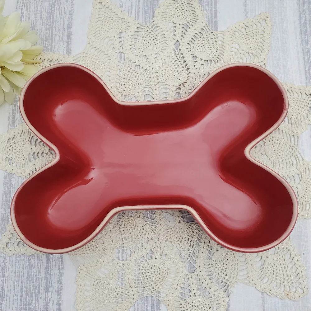 Bone Shape Dog Bowl Feeder Large